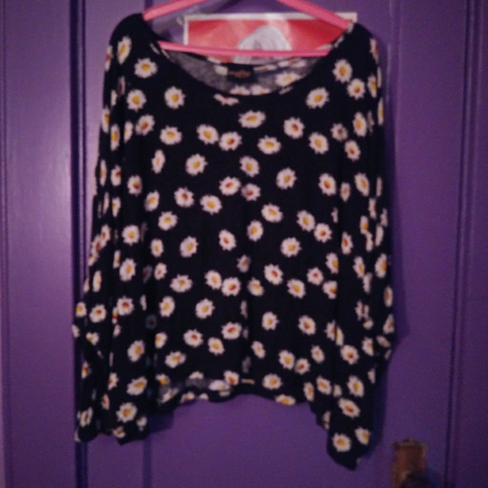 Long Sleeve Sunflower Printed Top